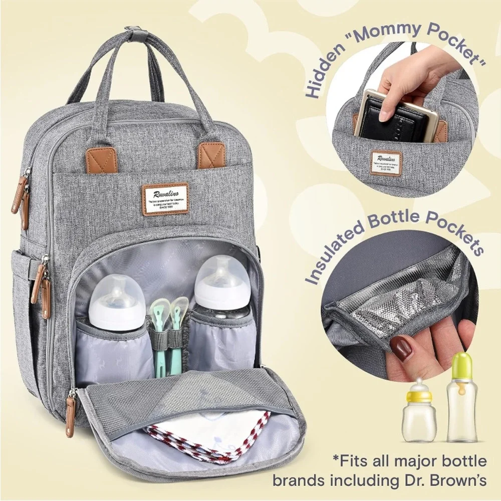 ❌SOLD❌RUVALINO Diaper Bag Backpack, Baby Changing Bags, Large Capacity - Picture 7 of 10